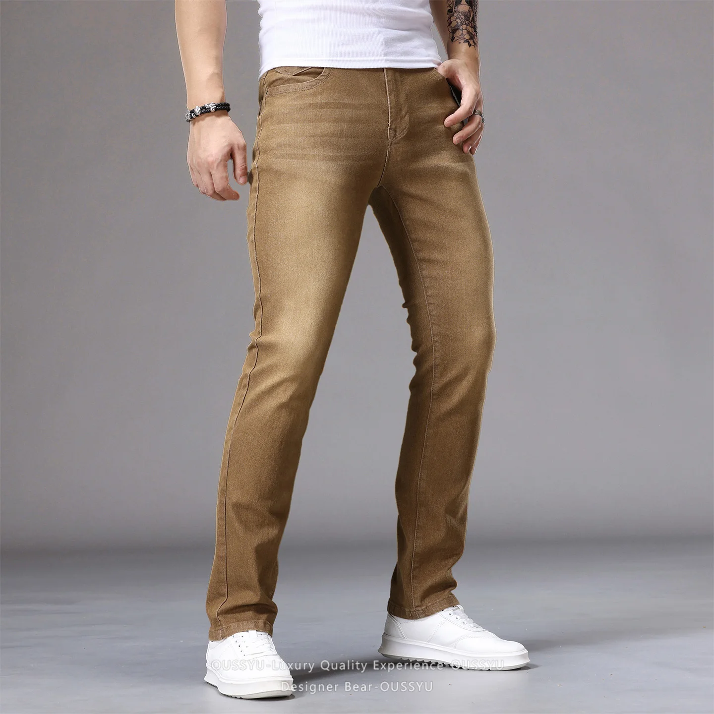 Men's Classic Stretch Skinny Colorful Jeans Slim Fit Denim Pants Tapered Multi-Color Casual Joggers Long Trousers Men Streetwear