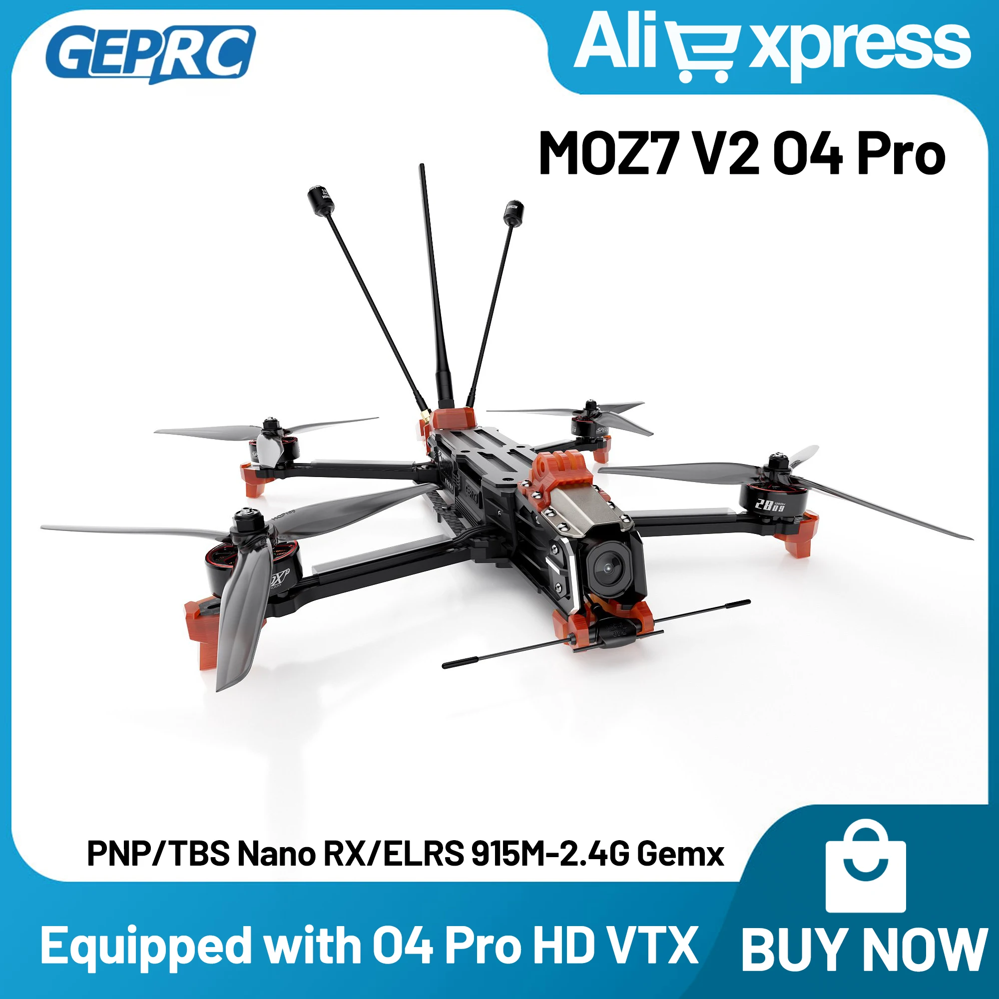 

GEPRC MOZ7 V2 O4 Pro Air Unit 7-дюймовый RC дрон для фристайла дальнего действия с GPS 2809-1450KV PNP/TBSNanoRX/ ELRS915M/2.4G Gemx-приемник