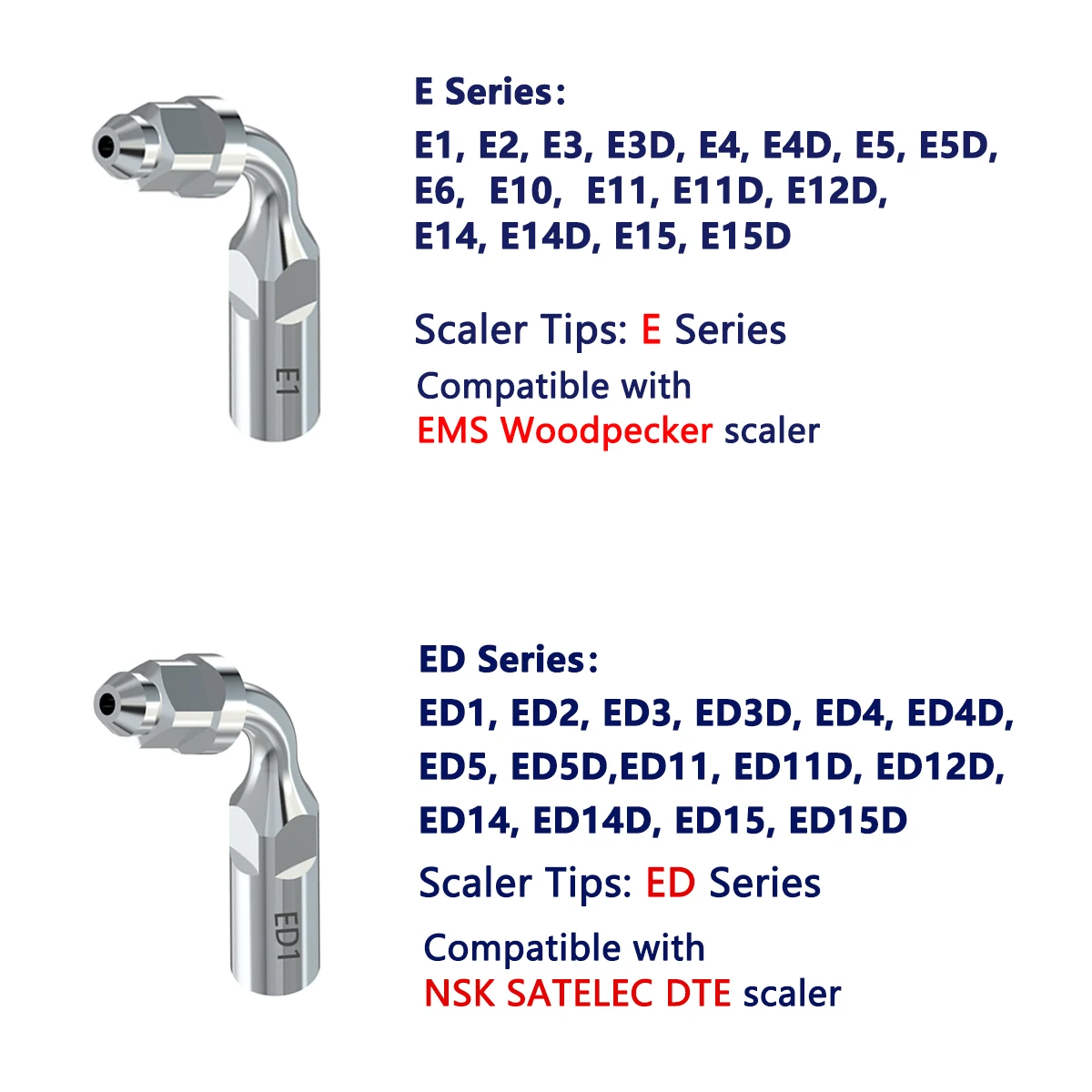 Dental Ultrasonic Scaler Tips E And ED Series Periodontics Endodontics Fit EMS Woodpecker Satelec DTE NSK Ultrasonic Handpiece