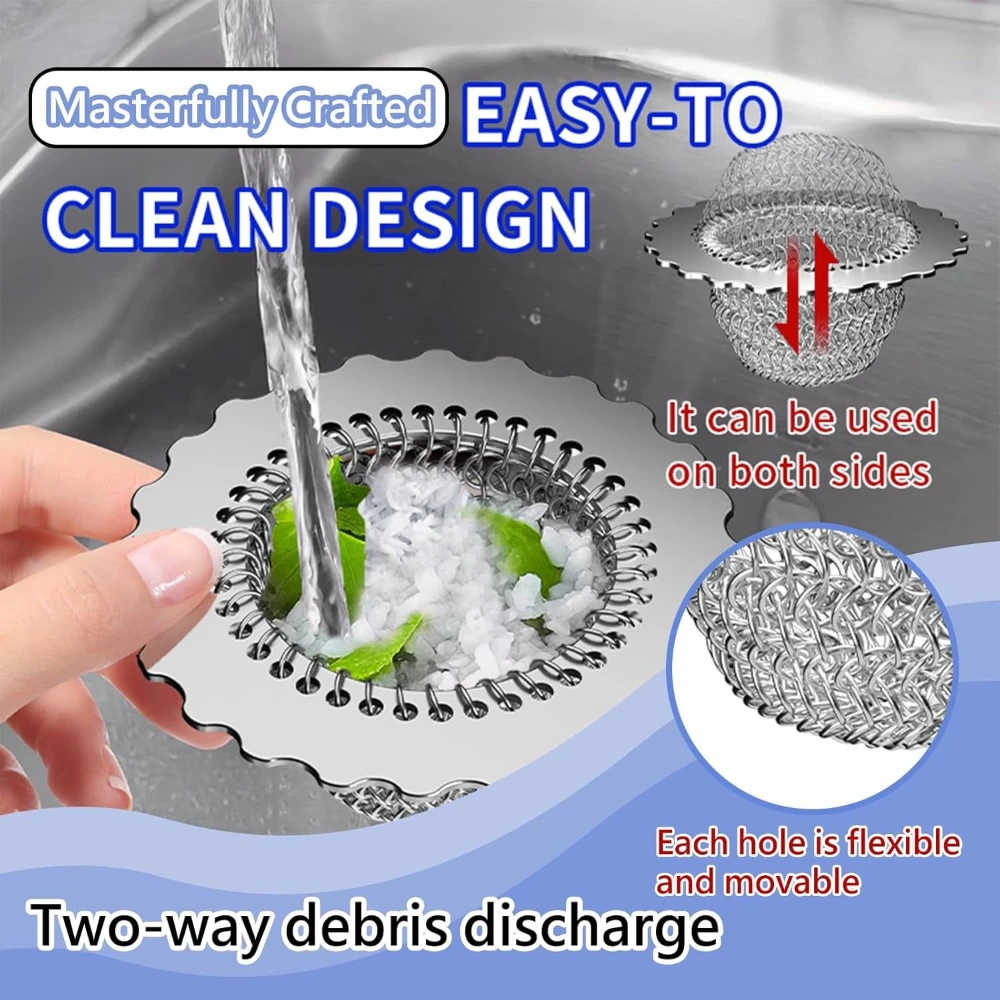 

Kitchen Sink Drain Filter Stainless Steel Mesh Filter Anti-clogging Garbage Disposal Cover Kitchen Drains & Strainers