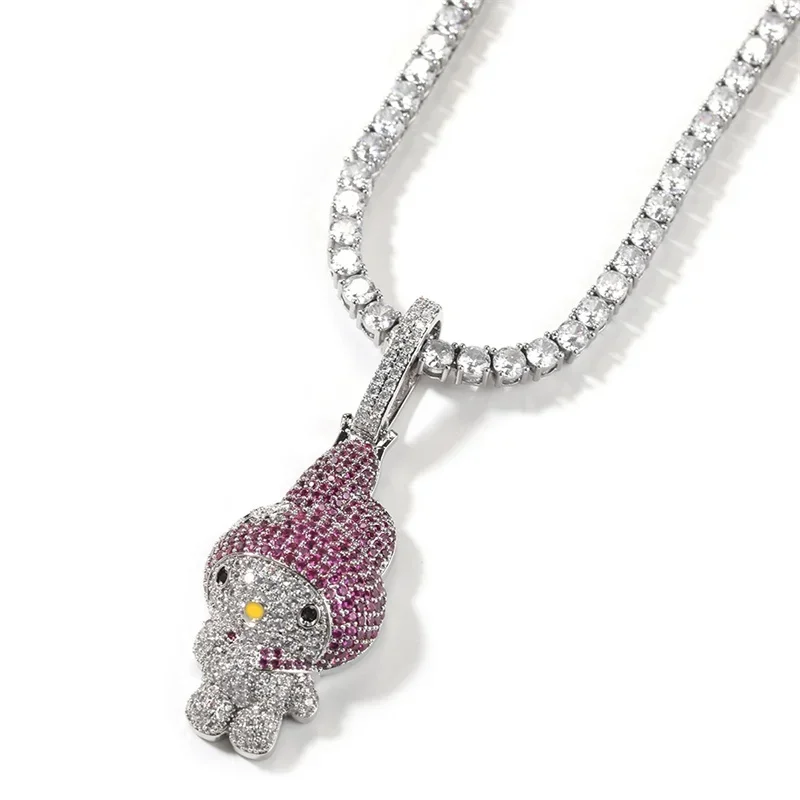 Hip Hop Crystal Magic Rabbit Pendant With Iced Out Zircon Tennis Chain Necklace For Men Women Fashion Designer Jewelry
