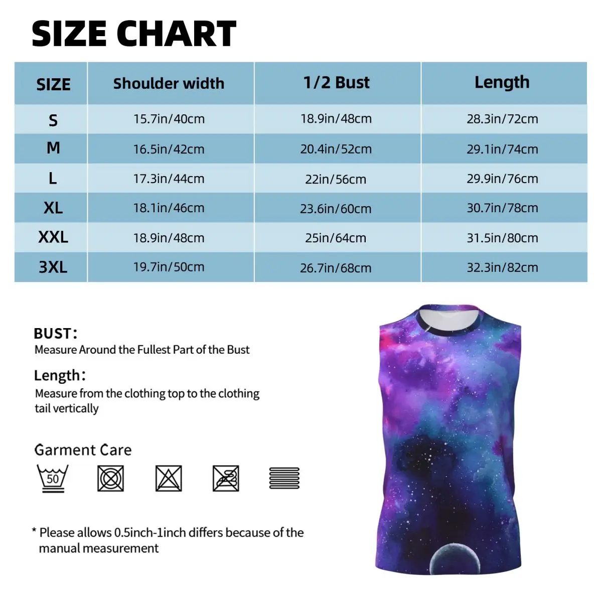 Neon Galaxy Dreams Men Printed Sleeveless T-shirt Casual Hip Hop Street Style Beach Holiday Tank Tops