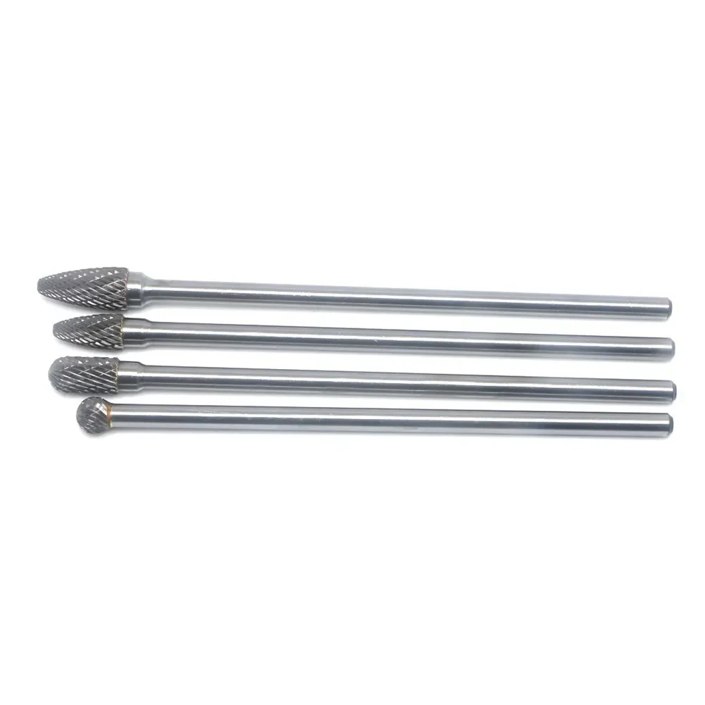 4pcs Rotary Burr 1/4 Inch 6mm Shank 150mm Long Carbide Cutter CNC Engraving Bit Double Cut Power Tool Accessories