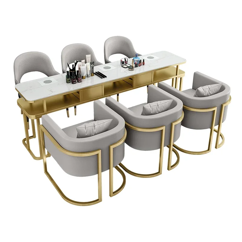 

European Dust Nail Table Manicure Workstation Polish Luxury Nail Table Cabinets Yoocel Tavolo Per Unghie Salon Furniture