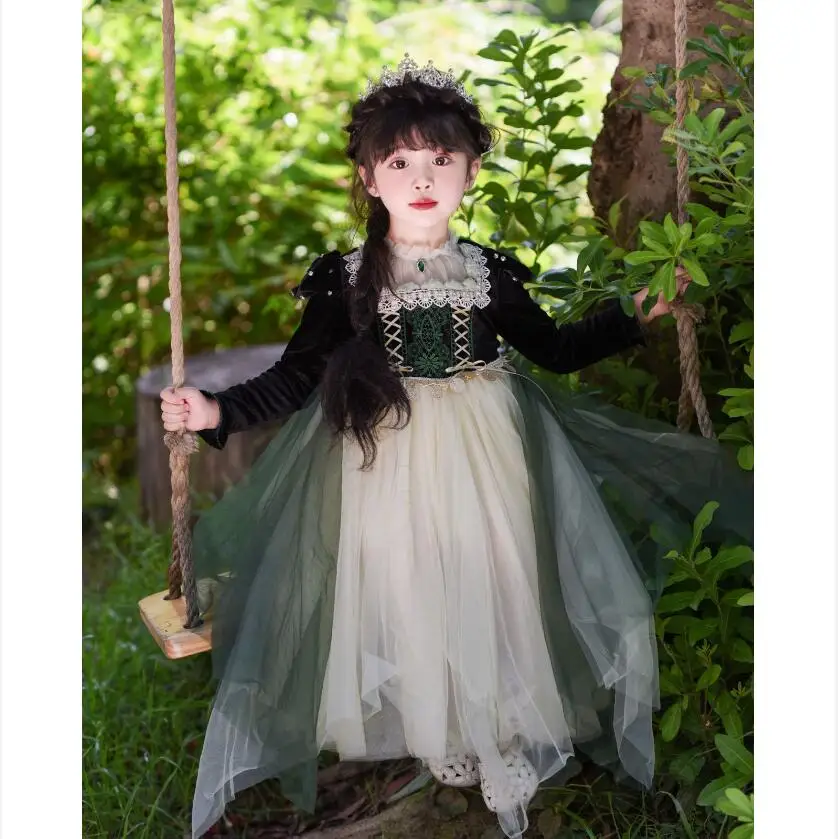 

New Autumn Children Cute Princess Ball Gown Girls Long Sleeve Birthday Party Performances Dress y1345