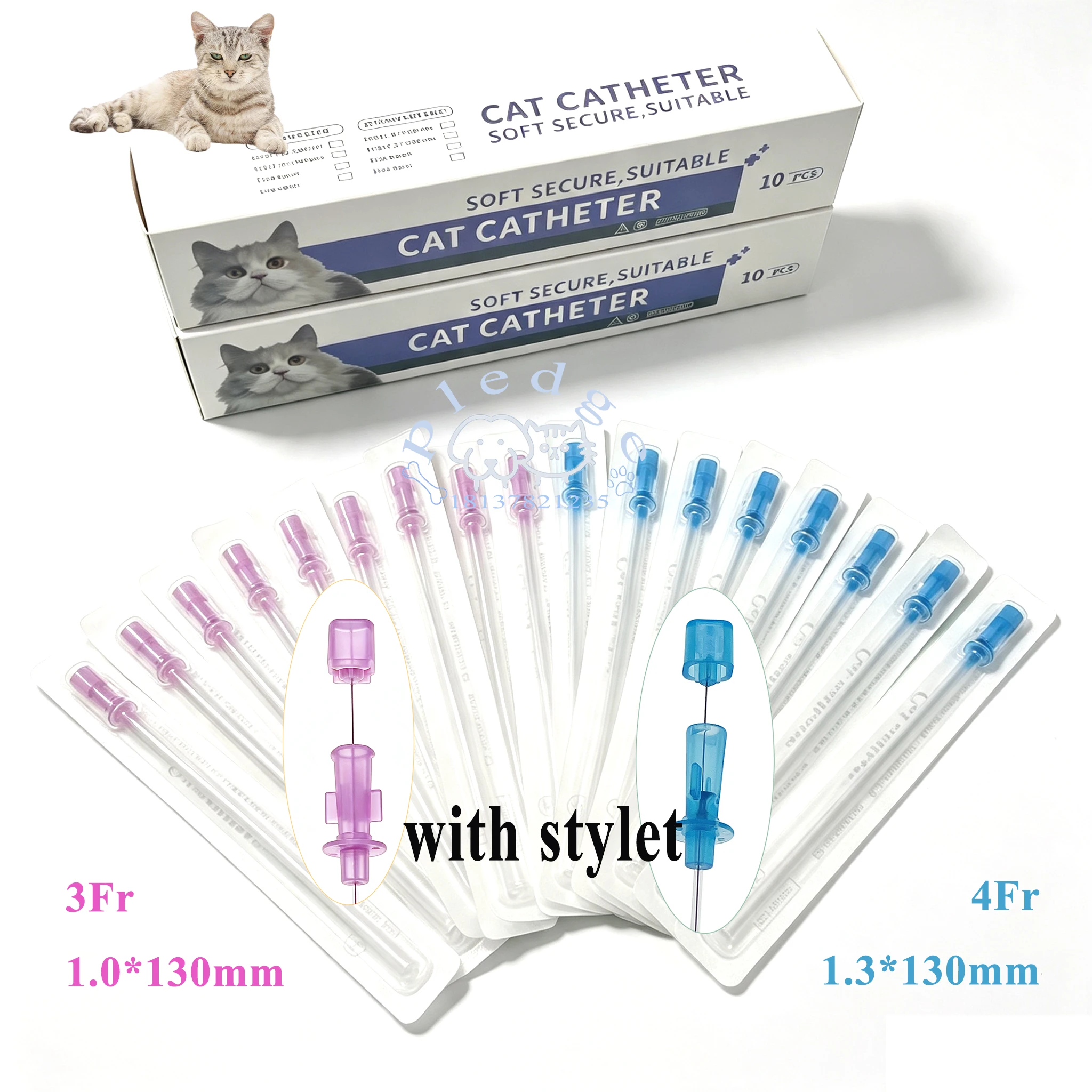 10 unids/caja catéter desechable estéril para mascotas con orificio lateral y sonda para alivio de la obstrucción urinaria felina cateterización uretral
