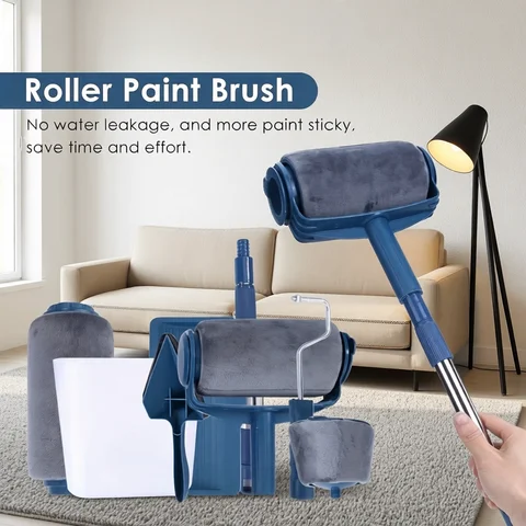 1 Set Multifunctional Paint Roller Corner Brush Handle Tools Wall Painting Roll DIY Household Easy to Operate Painting Brushes