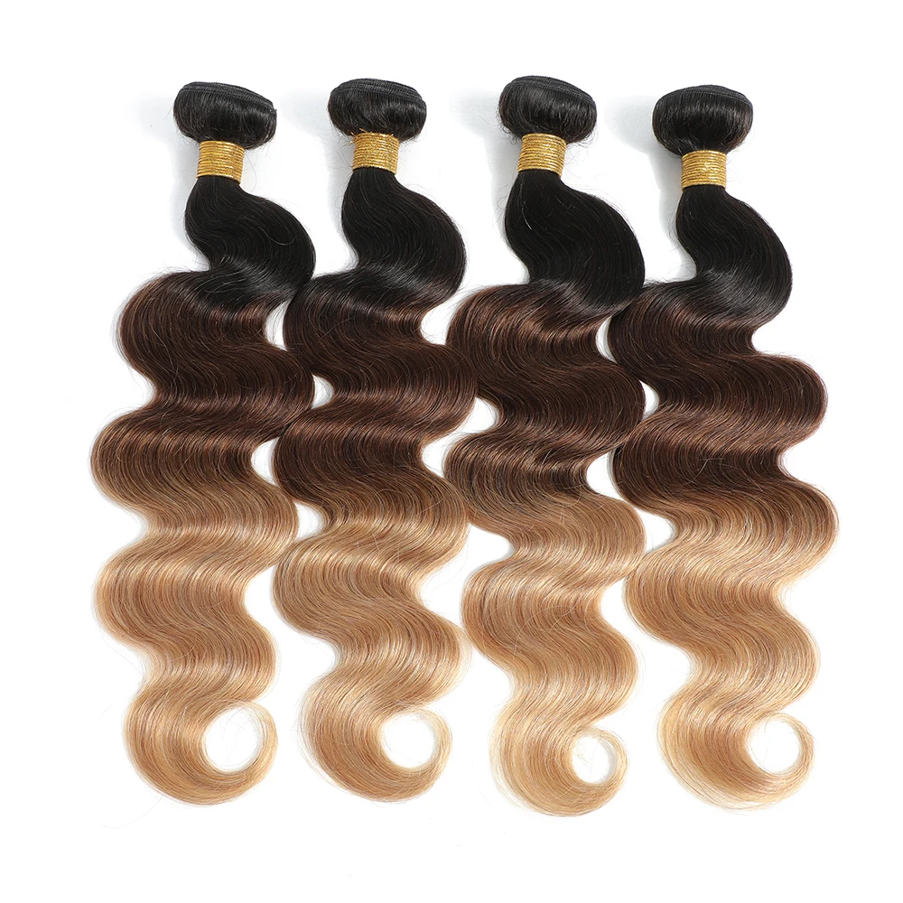 Body Wave Bundles Human Hair Brazilian Hair Weave Bundles Ombre Colored 1B/427 Bundles Virgin Hair Raw Hair Extensions 1/3/4 PCS