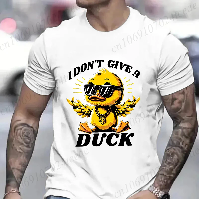 I Don\'t Give A Duck Men\'s T-shirt Funny Trendy Short Sleeve Tees Shirts Fashion Harajuku Graphic Tops Oversized Male Clothing