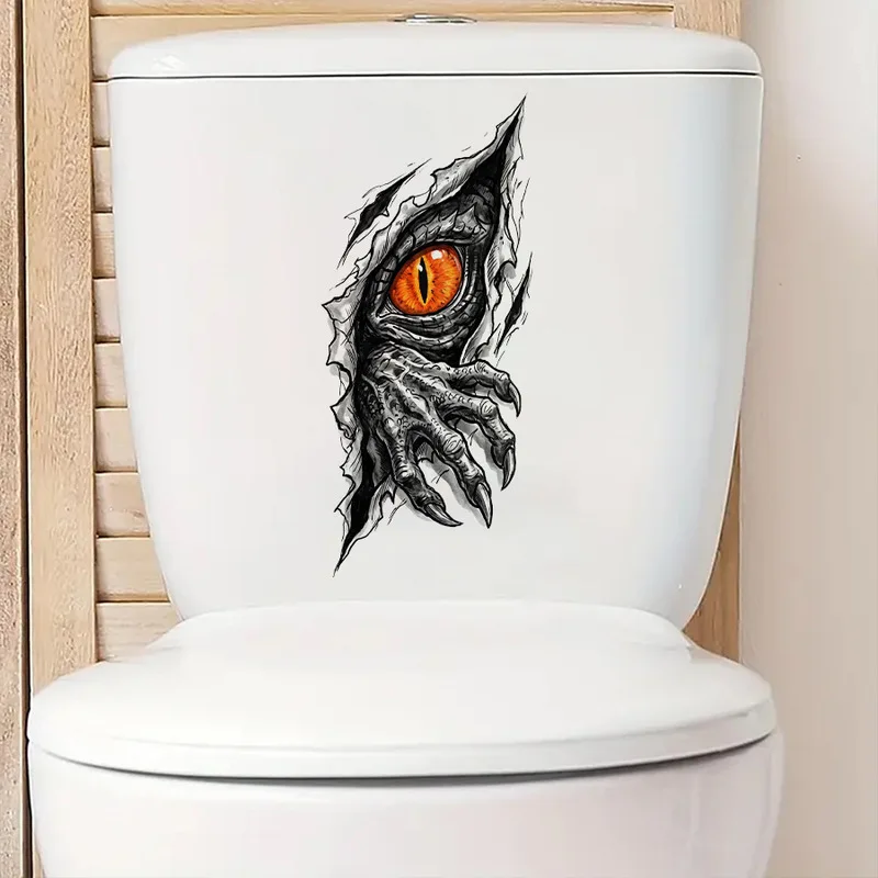 Dark Ripped Wall Lizard Man Halloween Wall Sticker, Simulated Broken Hole Decal, Creepy Festive Home Bar Party Atmosphere Decor