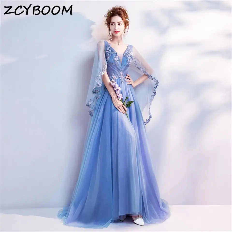 Elegante scollo a v profondo Appliques Tulle Tank a-line 2024 abiti da sera formali per le donne Sweep Train Party Dresses Prom Dress