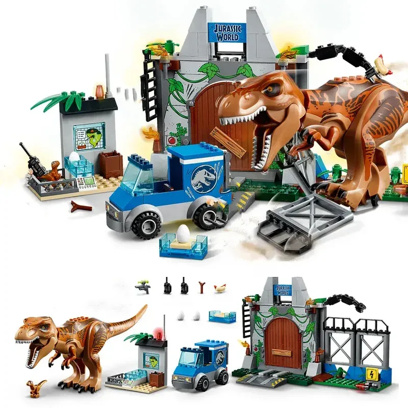Compatibele sets Dinosaur Series Bouwstenen T. rex Breakout Indominus Rex Kinderen Vakantiecadeaus Assembleren Speelgoed 10758