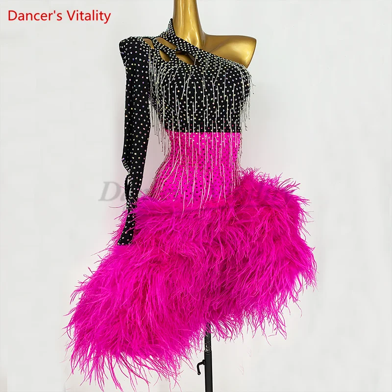 

Adult Latin Dance Performance Costume Customzied Women Child Rumba Chacha Tango Competition Dress Latin Dancing Skirt for Girl's