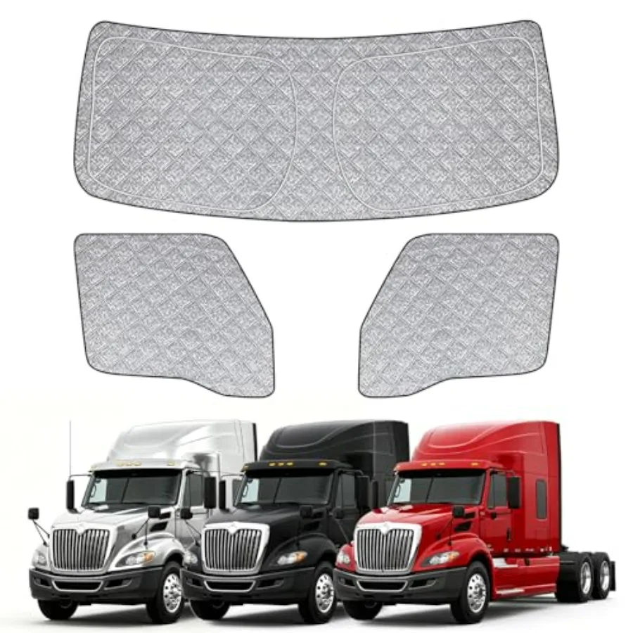 

Windshield Sun Shade for International Lonestar 2018-2026, 3PCS foldable polyester cover with silver reflective coating, UV pro
