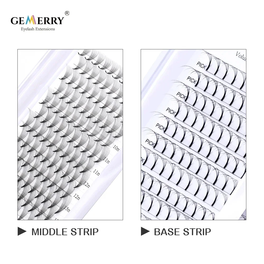 Gemerry Premade Volume Fans Lashes 3D/5D/6D/10D/16D Short Stem Eyelash Extensions Bunches Russian Volume Fake Eyelashes Clust