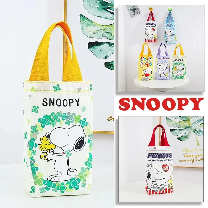 

Сумка для чашки Снупи, портативная сумка для бутылки с водой, маленькая устойчивая к ожогам сумка для кофейной чашки, детская парусиновая дорожная сумка для хранения зонтов с героями мультфильмов