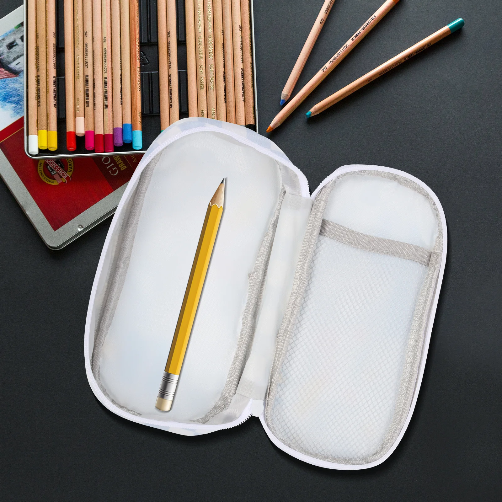 Estuche grande portátil para lápices, bolsa de papelería multifunción con cremallera, organizador de bolígrafos para estudiantes, práctico estuche de almacenamiento para bolígrafos