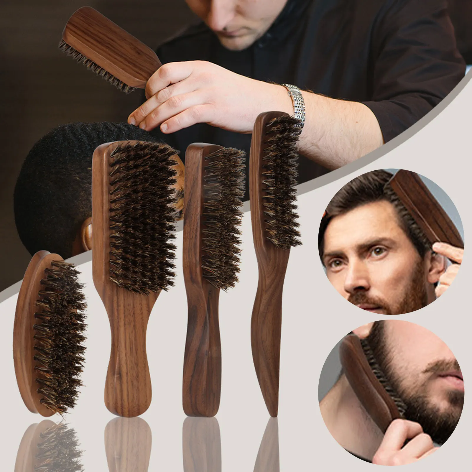 

Beard Brush With Natural Boar Bristles,Men Mustach Grooming Shaving Comb,Portable Wooden Brush Beards For Daily Grooming Care