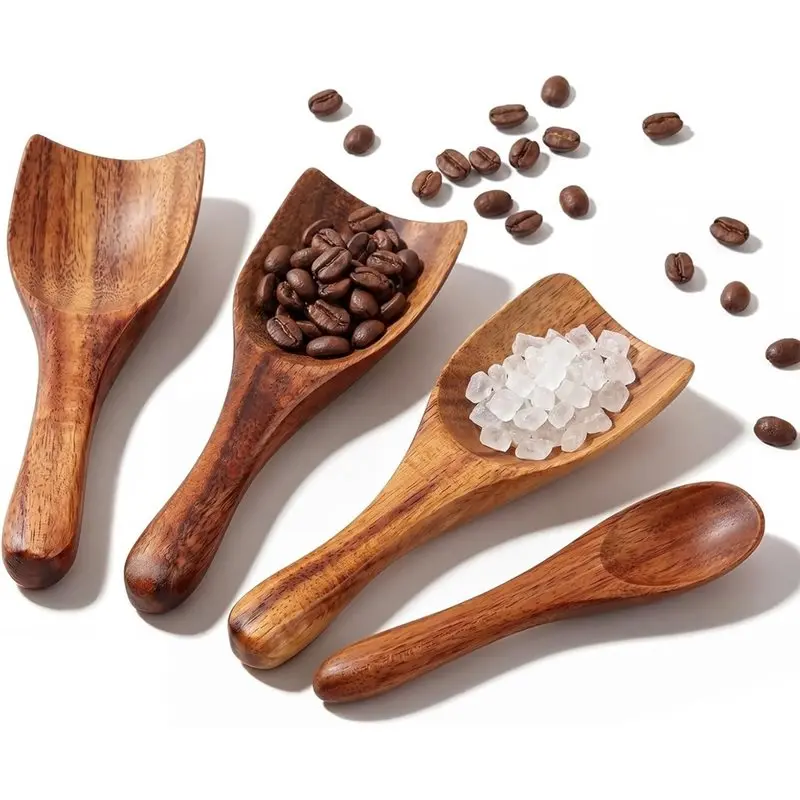 BHBD-Wooden Scoops 4PCS- Small Scoops For Canisters, For Laundry Detergent For Ground Coffee Seasoning Bath Salt Measuring Tool