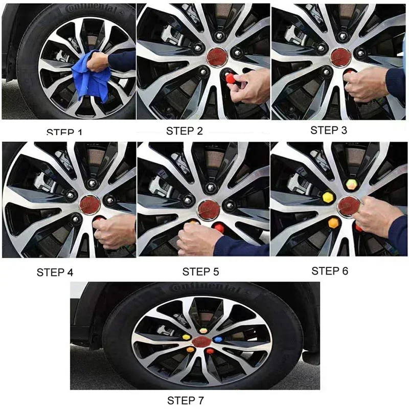 17mm/19mm/21mm 20Pcs Car Wheel Nut Caps Protection Covers Caps Auto Hub Screw Cover Black Car Tire Bolt Nut Cap Tyre Decoration