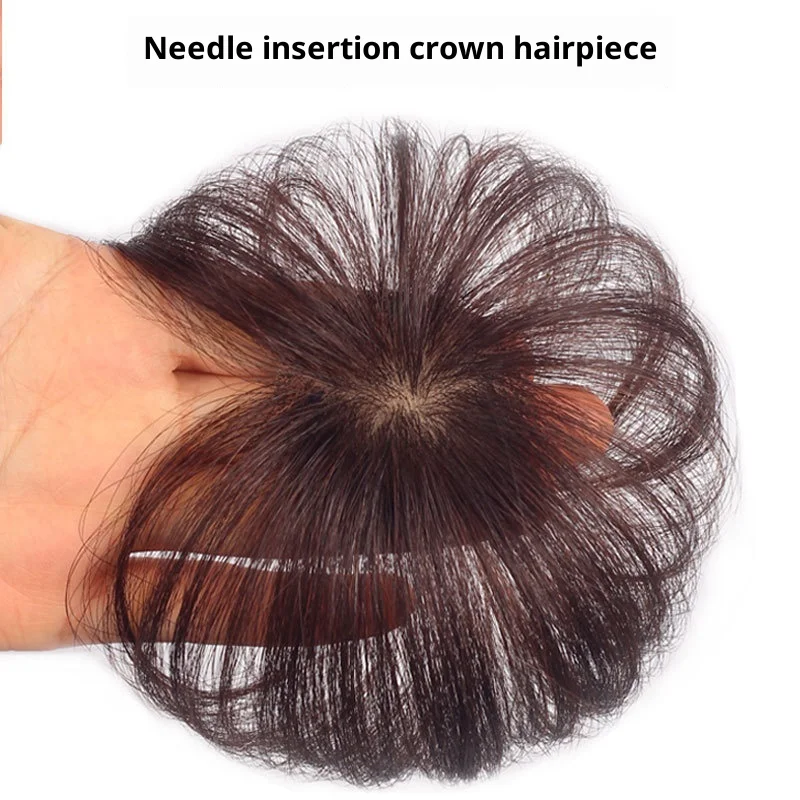 قطع شعر بشري حقيقي للنساء، قطع شعر علوية بديلة لتغطية الشعر الرمادي، حجم الشعر يزيد من قطعة واحدة، قطع مستديرة غير مرئية #1