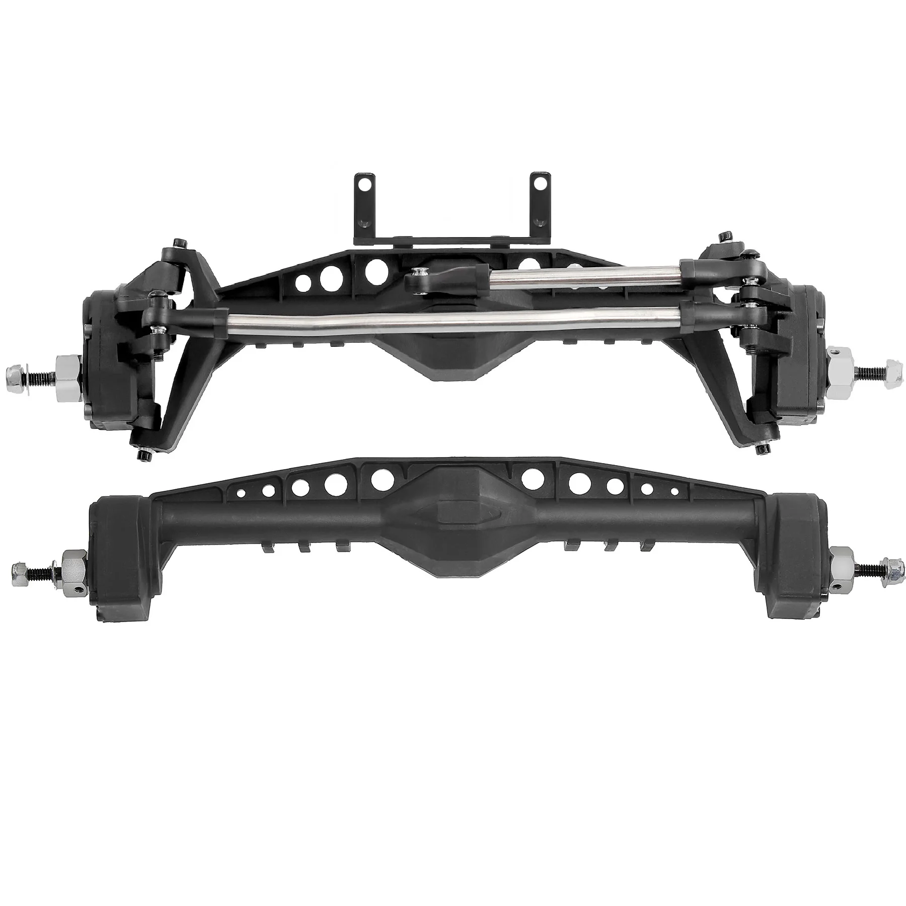 Set with Servo Moun Aluminum 4WS Offset Portal Axle t for 1/10 4 Wheel Steering LCG Chassis Comp Rigs SCX10 III Capra H10 OPTIC