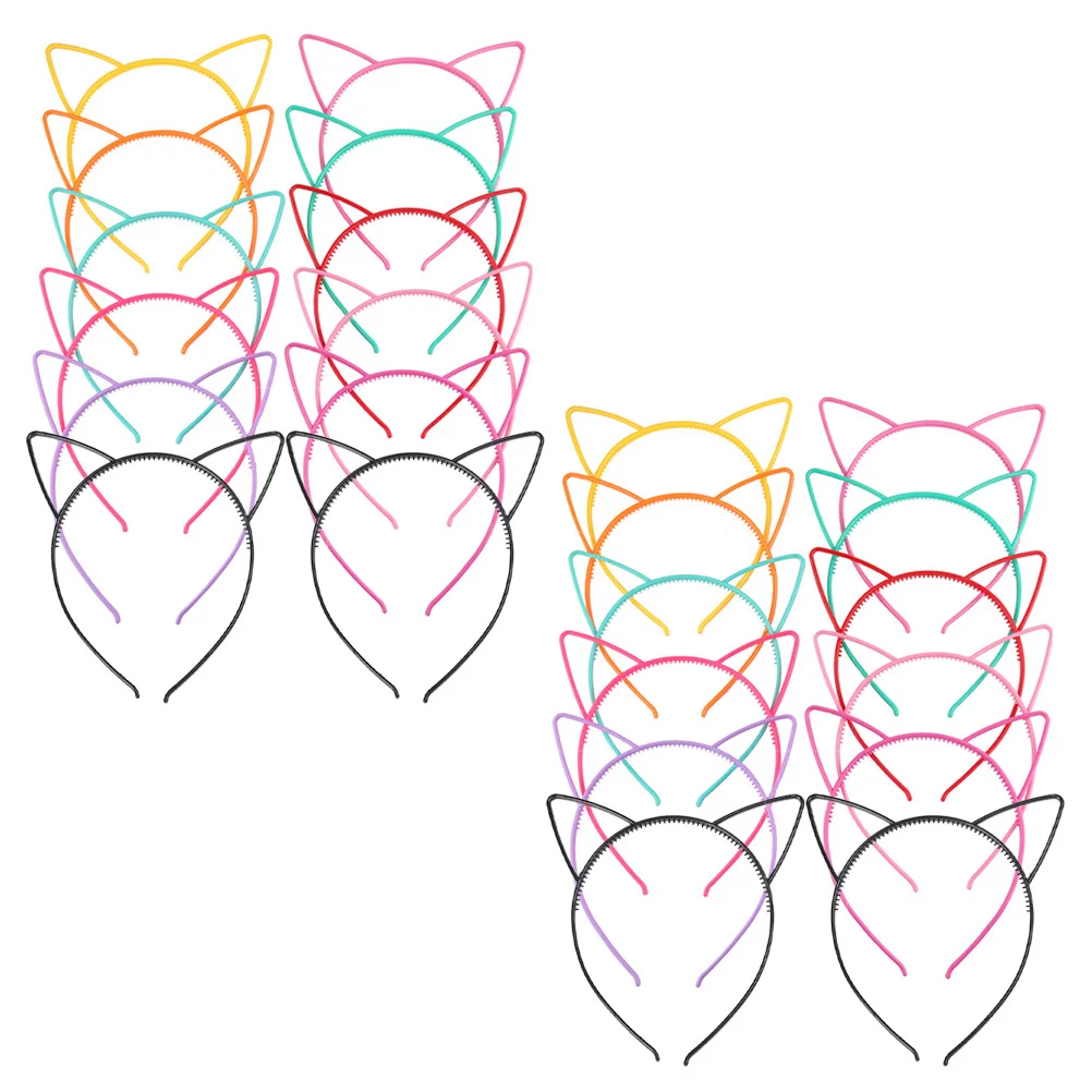 24 Pcs Cat Ears Headband Decor Party Costume Supplies Headdress Headgear Plastic Child Hair Hairband Cute