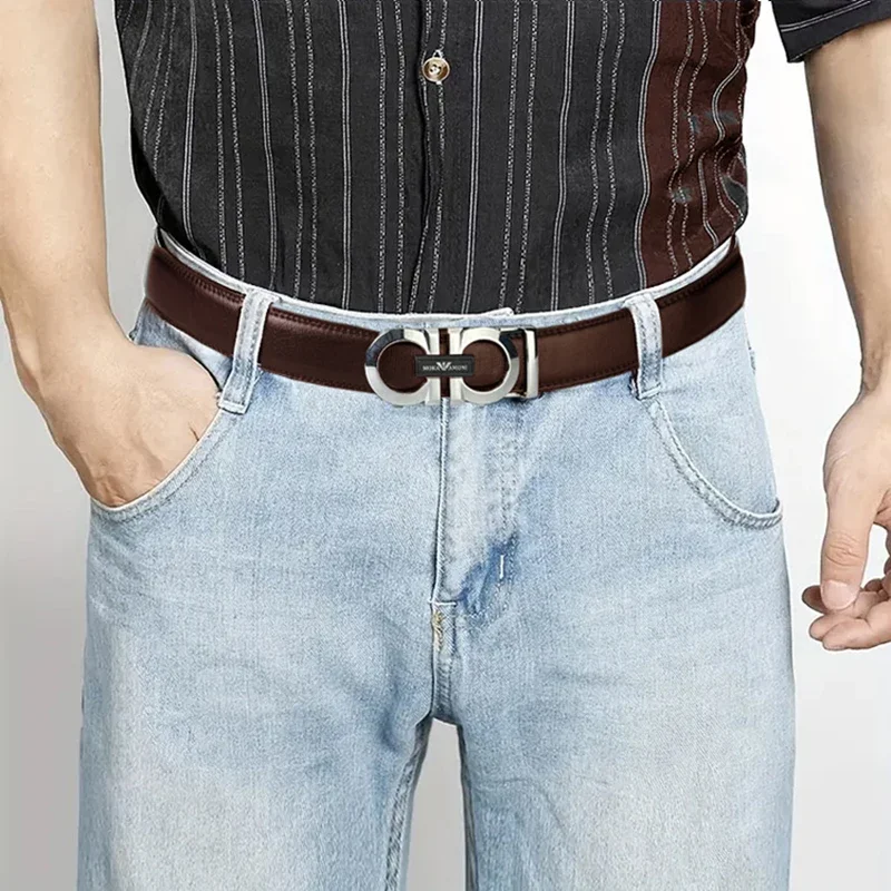 

2025 new dark men's belt metal alloy automatic buckle high-grade design business casual belt durable.