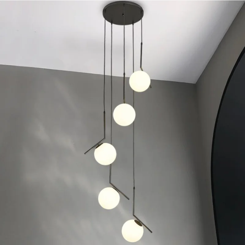 

Nordic Duplex Villa Lobby Pendant Lamp Modern Nordic Spiral Stair Hanging Light Dining Living Room Hotel Chandelier Lamp