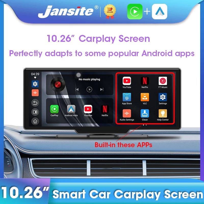 

Jansite 10.26" Universal Carplay Screen Car Radio Multimedia Video Android auto GPS Navigation Split Screen for Youtube Netflix