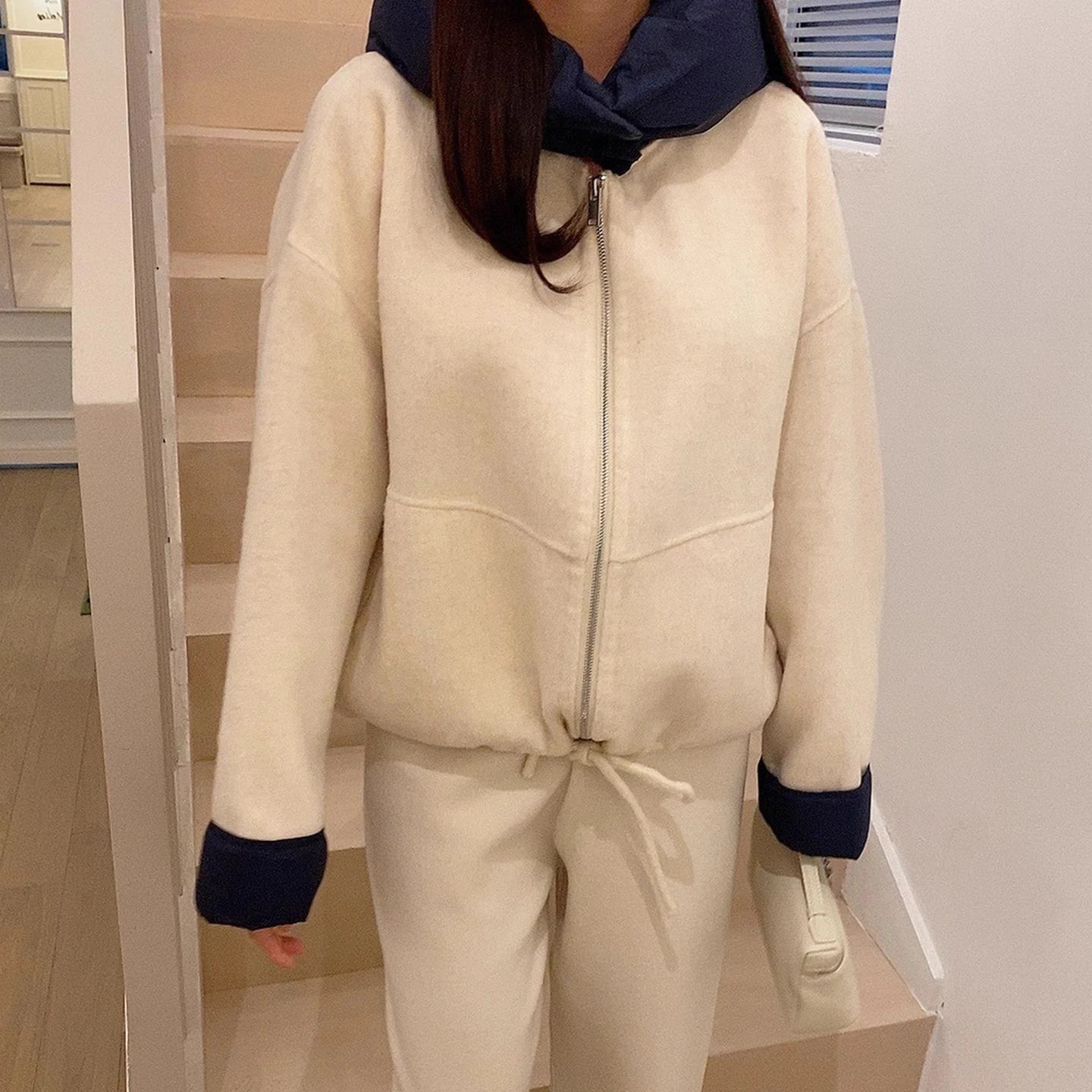 Cappotto di lana Blo ort di colore impiombato retrò Cappotto invernale da donna Nuovo design Dstring Cotton Jaet Coreano Sle Loose Fit Long Sl...