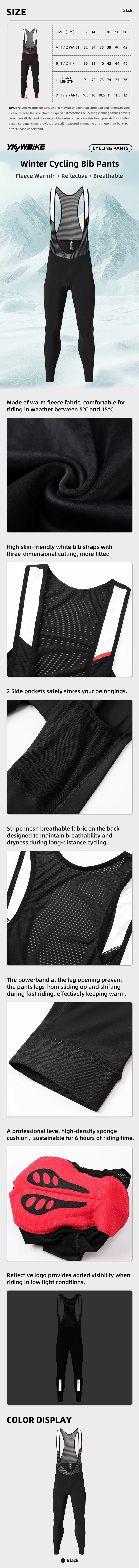 YKYWBIKE Herren Winter Fleece-gefütterte Fahrrad-Langhose Herbst Winddichte Thermo-Fahrradhose Reflektierende Atmungsaktive Hose 5-15 ℃ – Detail 1