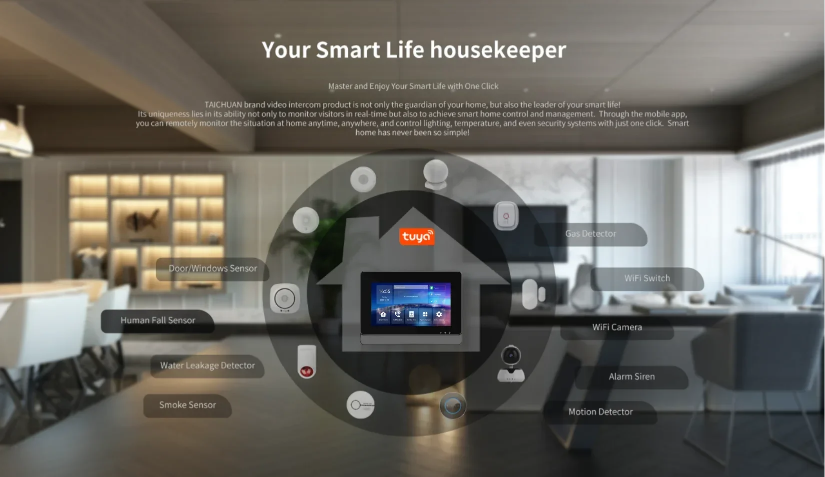 all in one 7" tuya smart control tablet IP wireless intercom system Android black flush type door phone for villa apartment