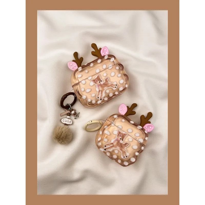 

Милый чехол с 3D рогами пятнистого оленя для AirPods, универсальный, подходит для всех моделей, индивидуальная настройка