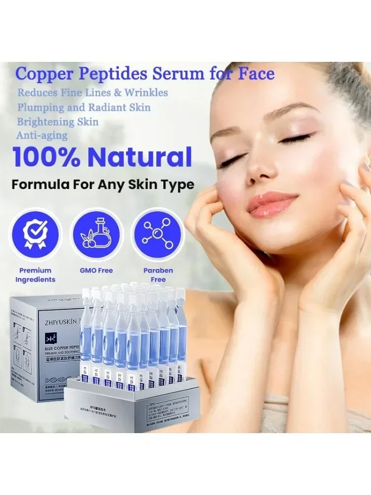 Blue Copper Peptide Tight Lifting Serum for Face Soothing Astaxanthin Brightening Moisturizing Essence Nicotinamide Skincare