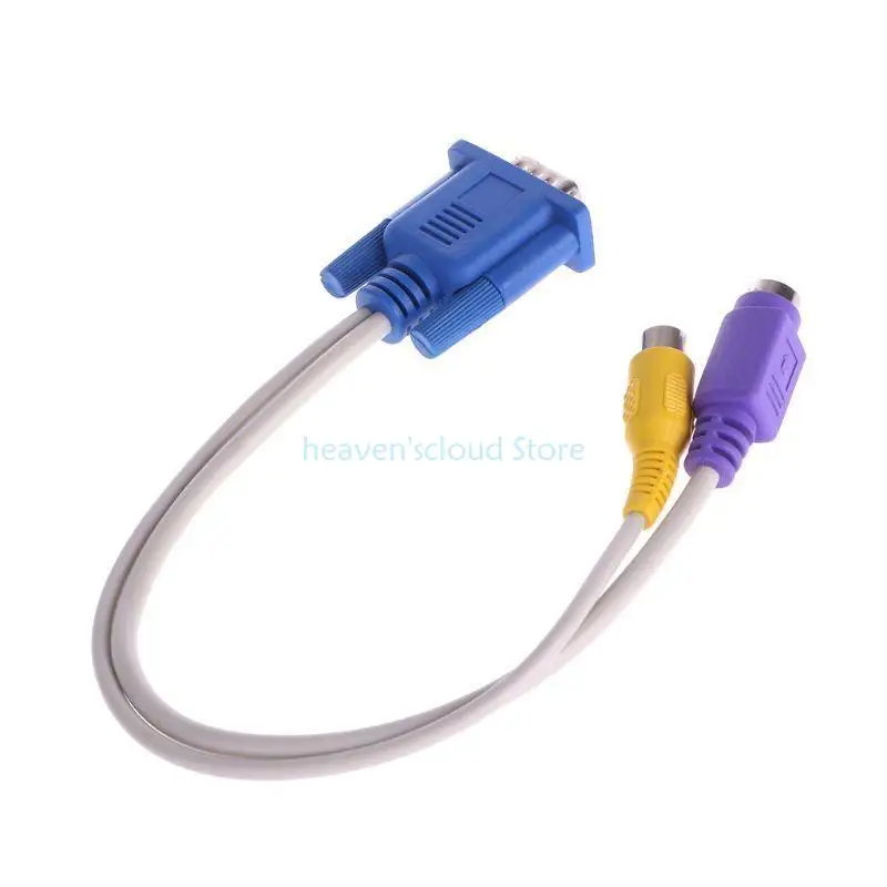 Y88B 아웃 어댑터 비디오 케이블 VGA MALE to S-VIEDO RCA AV 변환기 케이블 어댑터