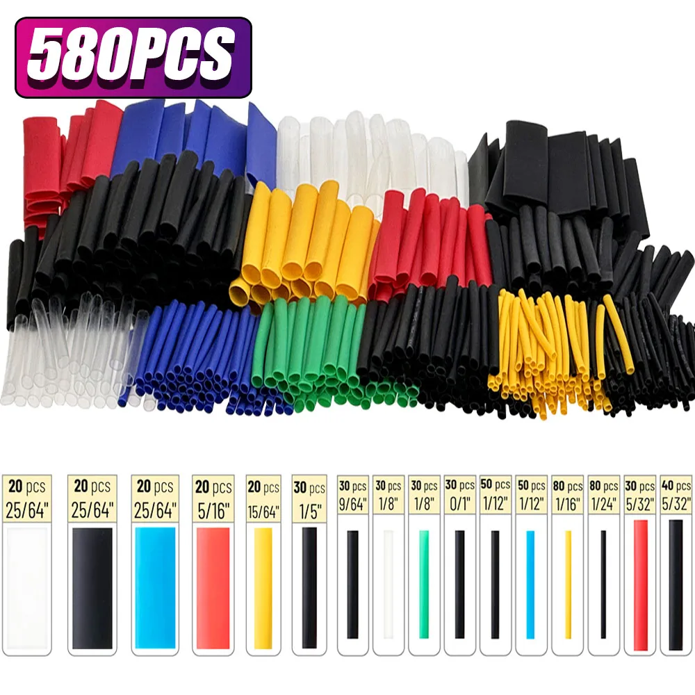 1160/580/164PCS Schrumpfschläuche Kit 2:1 Schrumpfdraht Schrumpfschlauch Verbinden Abdeckung Kabel Reparatur Schutz mit Heißluftpistole – Detail 3