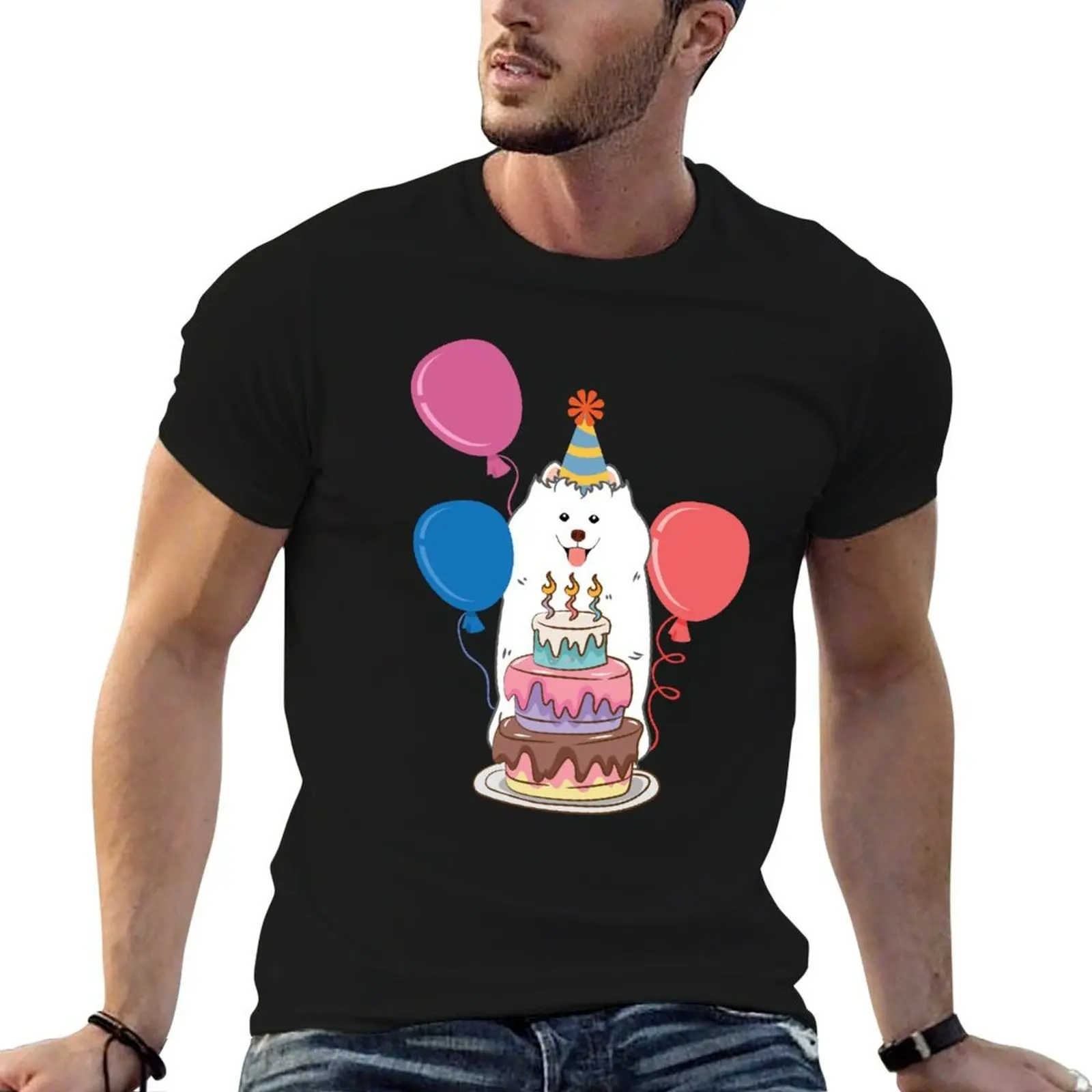 

Happy Birthday Samoyed T-Shirt man t shirt luxury t shirts for man graphic vintage T-Shirt