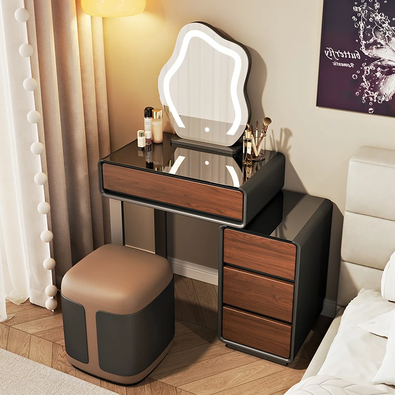 

Luxury Drawer Vanity Table Dest Storage Natural Solid Wood Makeup Vanity Desk Space Saving Meuble Coiffeuse Furnitures Bedroom