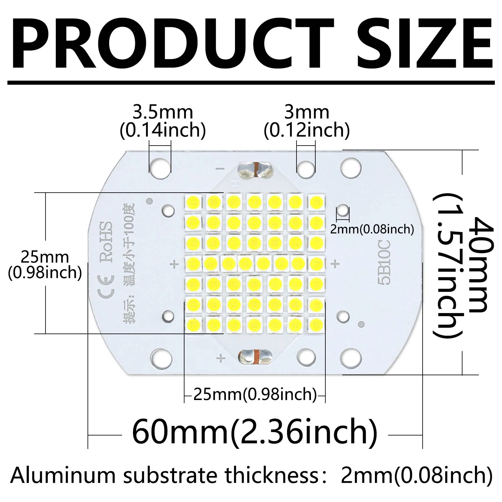 Proiettore LED PCB 50W SMD3030 DC30-32V 1350-1450mA 5500LM Lampada LED LED PCB Board Piastra in alluminio per LED Bianco freddo 6000-6500K