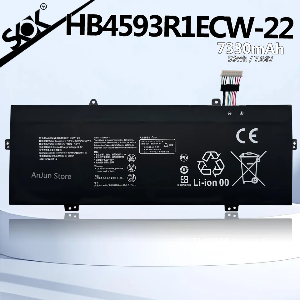 

Replacement Battery for Huawe'i HB4593R1ECW-22,MACH-W19L,MateBook X Pro 2020,VLT-W60,7250mAh/7.64V