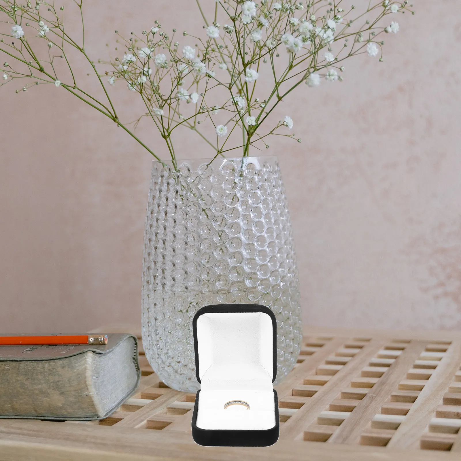 

5Pcs Ring Storage Box Flocking Interior Ring Holder Organizer for Women Rings Earrings Wedding Anniversary Valentine Gift