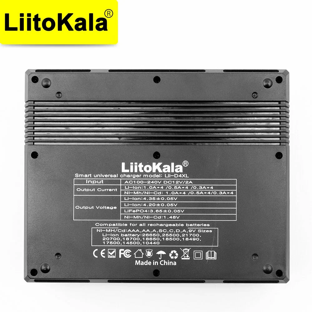 LiitoKala Lii-D4XL 21700 Battery Charger For 18650 18350 26650 16340 14500 3.7v 1.2V 3.2V Ni-MH/Cd,AA AAA SC D C battery charger