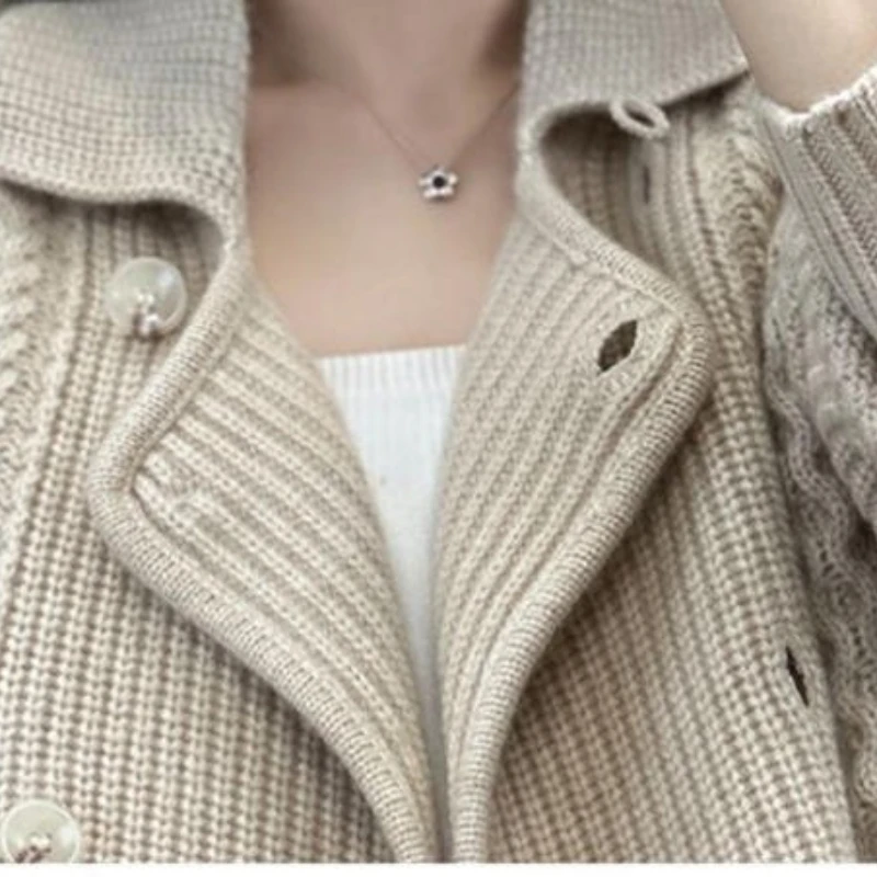 

Thickened Long Sweater Cardigan Jacket 2025 Autumn and Winter Casual Temperament Loose Women's Sweater