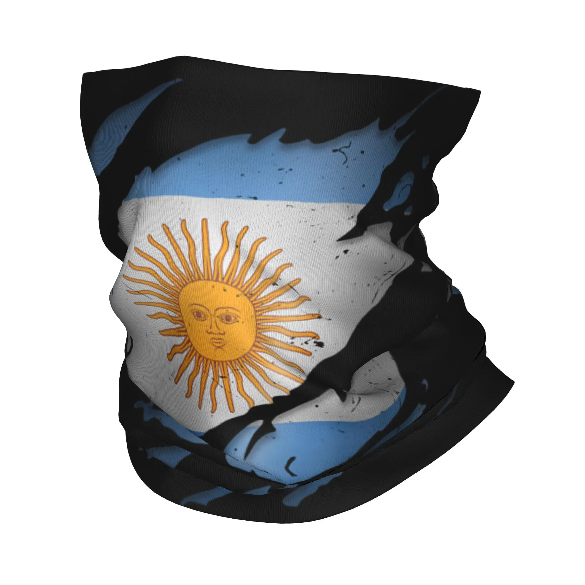 

Ripped Argentina Flag Bandana Neck Gaiter Printed Magic Scarf Warm Headband Hiking for Men Women Adult All Season