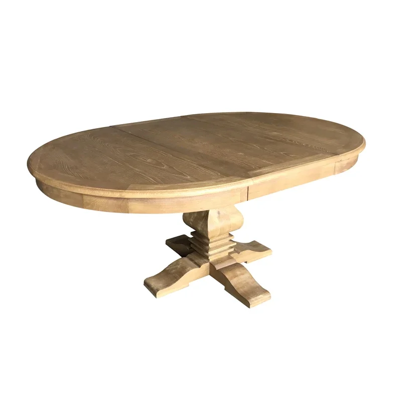 'Farmhouse oval elm wooden extendable restaurant dining table
