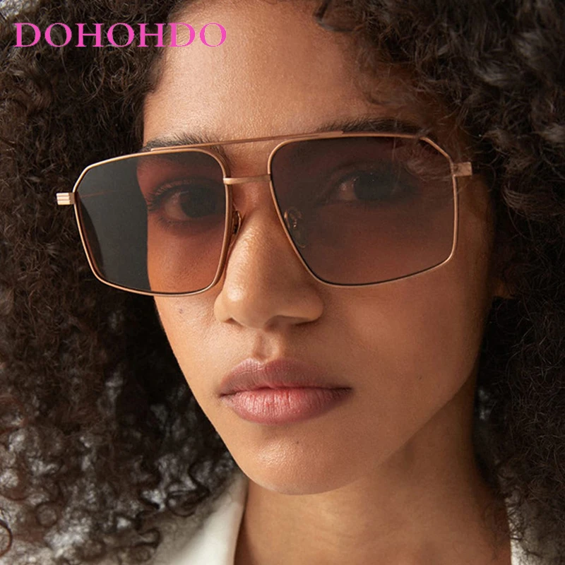 

Classic Personality Double Bridge Pilot Sunglasses Men Women New Luxury Brand Designer Outdoors Travel Driving Sun Glasses UV400