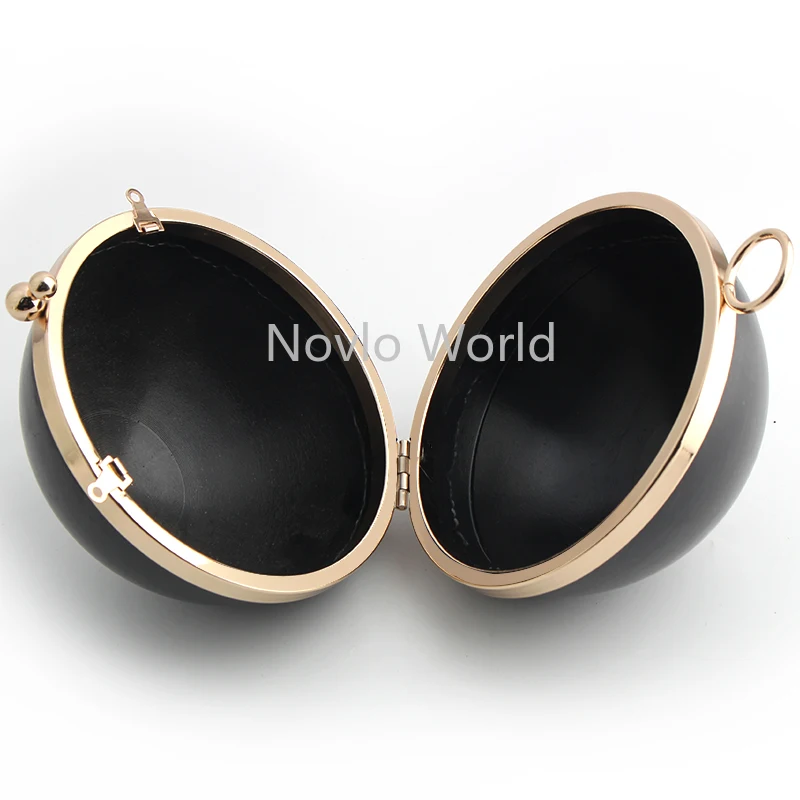 1-2 Pcs 12.5*11cm Round Shape Gold Metal Box with Black Plastic Diy Handbag Metal Clasps Bag Frame Bag Accessories for Women