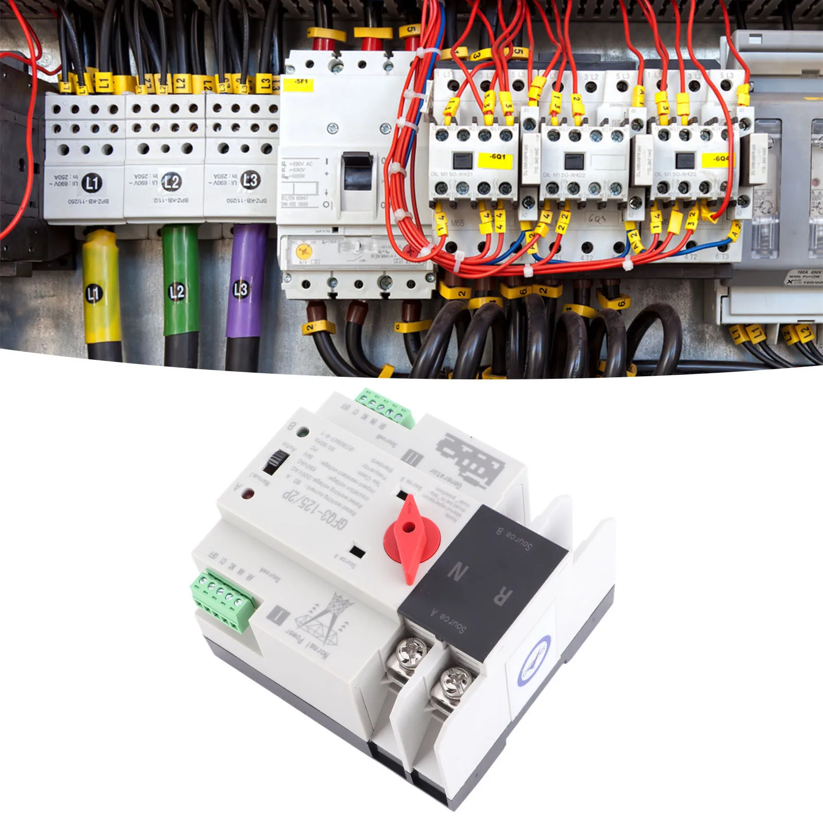 Automatic Transfer Switch Dual Power 2P Flame Retardant Power Transfer Switch for Generator AC220V Generator Accessories