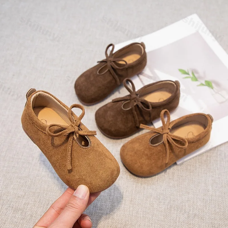 

Girls' Casual Flats Korean Edition 2025 Spring Childrens' Shallow Mouth Princess Shoes Retro Style Comfortable Flat Single Shoes